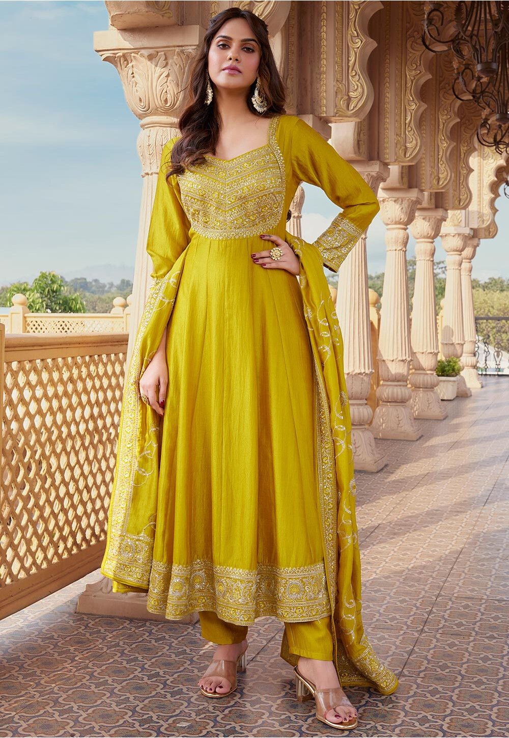 golden colour anarkali dress Buy Anarkali Dress
