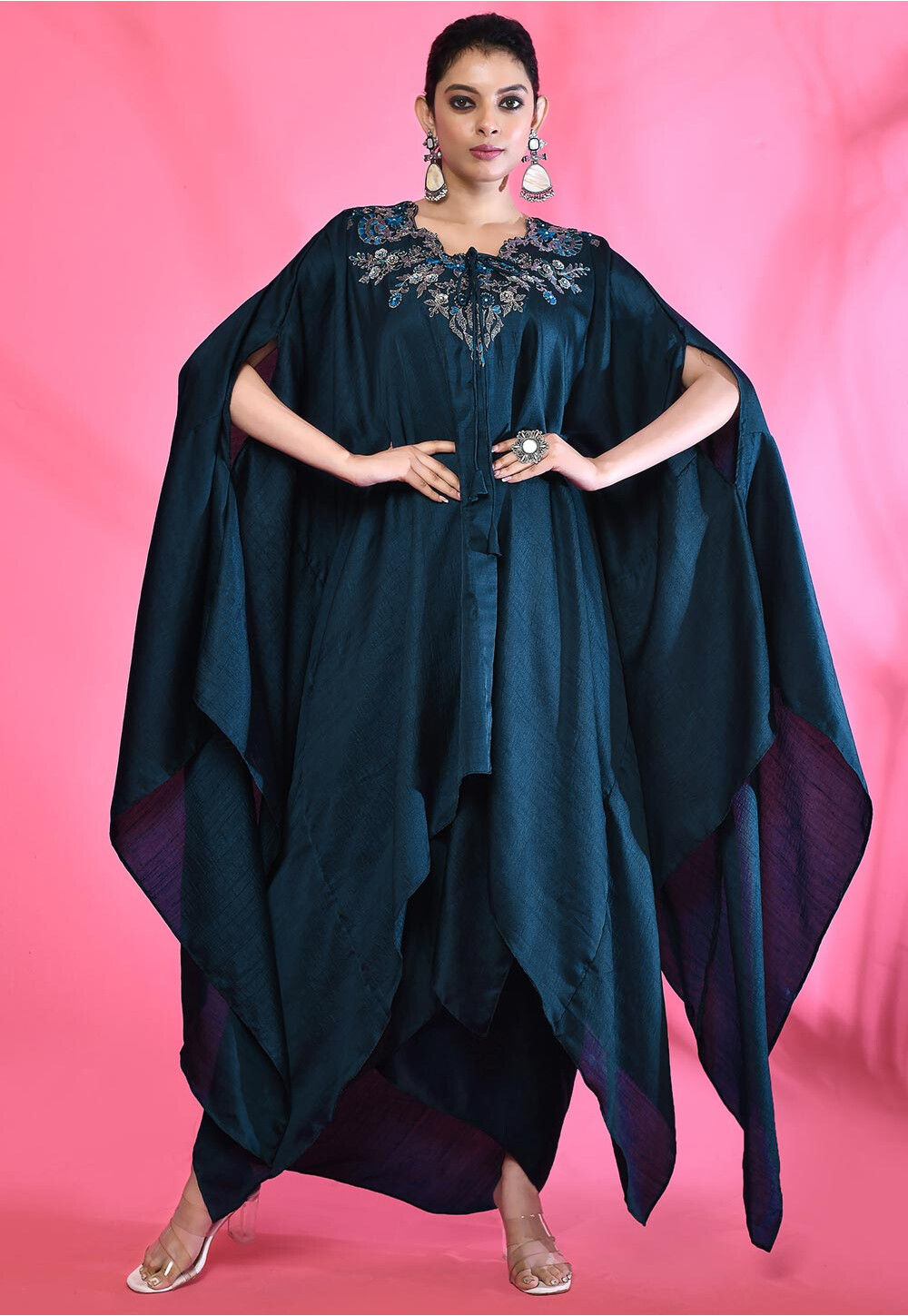 Buy Embroidered Art Silk Co Ord Set in Navy Blue Online : TPK79 - Utsav ...