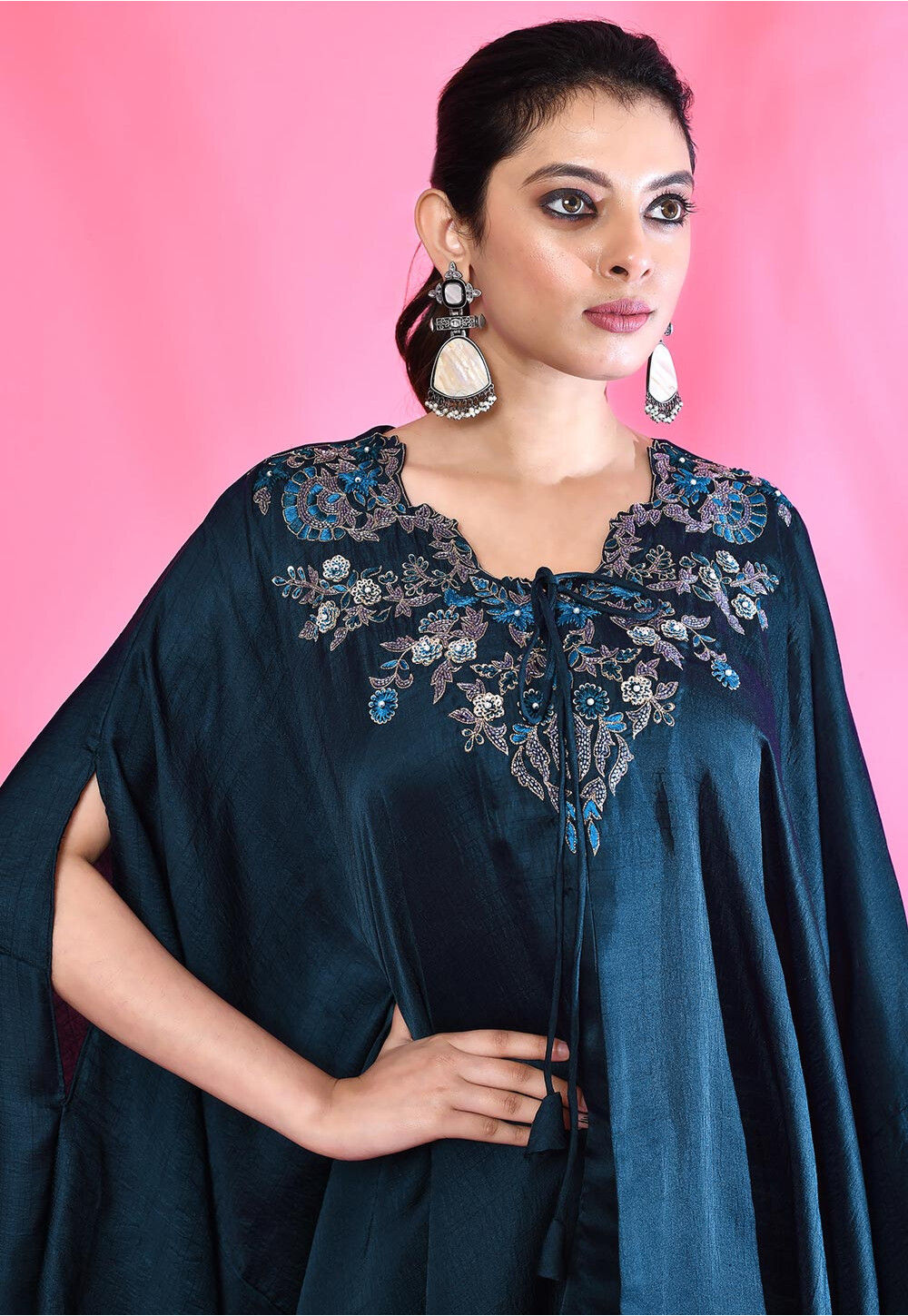Buy Embroidered Art Silk Co Ord Set in Navy Blue Online : TPK79 - Utsav ...