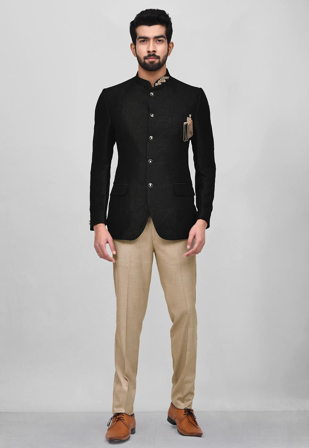 Buy Embroidered Art Silk Jodhpuri Suit in Black Online : MTX1179 ...