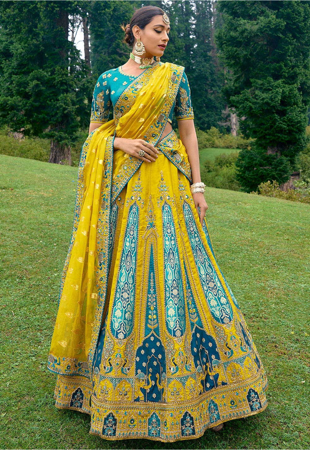 Light sky blue embroidered dupion silk unstitched lehenga with dupatta -  Bhanderi Enterprise - 2041328 | Half saree lehenga, Half saree designs,  Indian designer wear