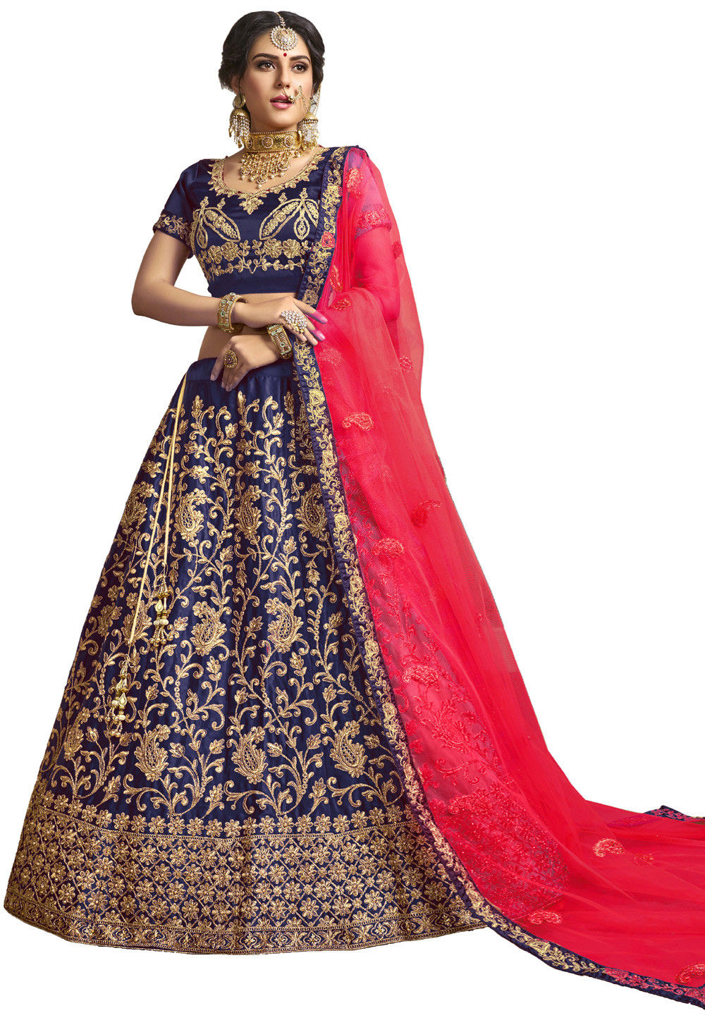 Net Embroidered Lehenga in Navy Blue | Indian bridal wear, Designer dresses  indian, Wedding lehenga designs