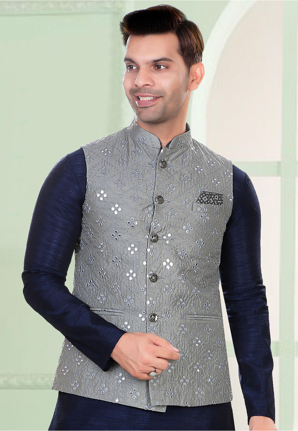 Men's Grey Nehru Jacket - Even Apparels | Nehru jackets, Workout jacket,  Jackets