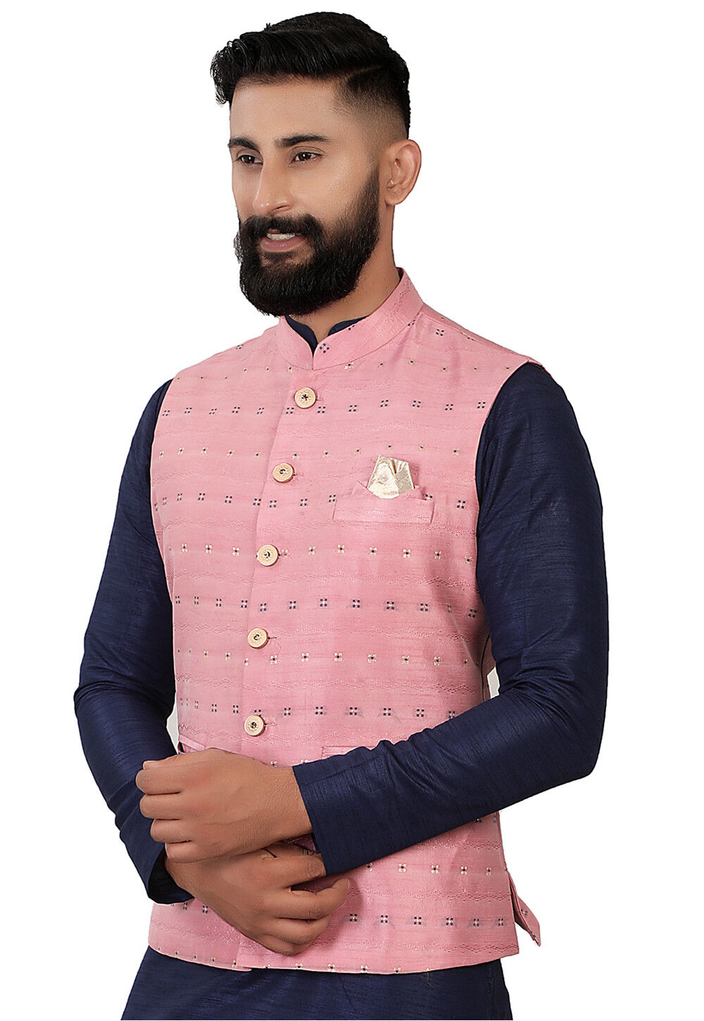 Buy Embroidered Art Silk Nehru Jacket in Pink Online MHG2219 Utsav Fashion