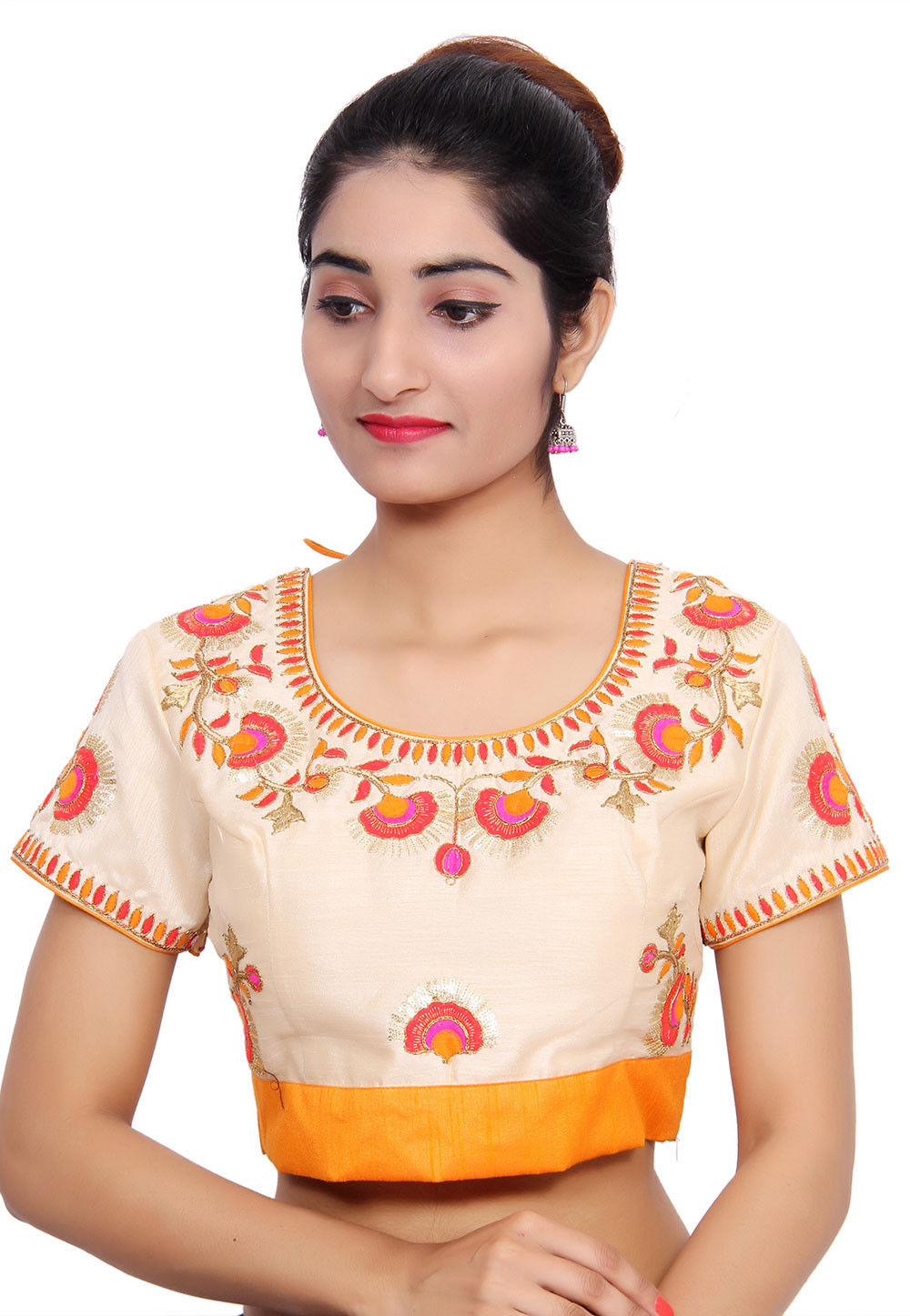 Buy Embroidered Art Silk Padded Blouse in Off white Online : UJN511 ...