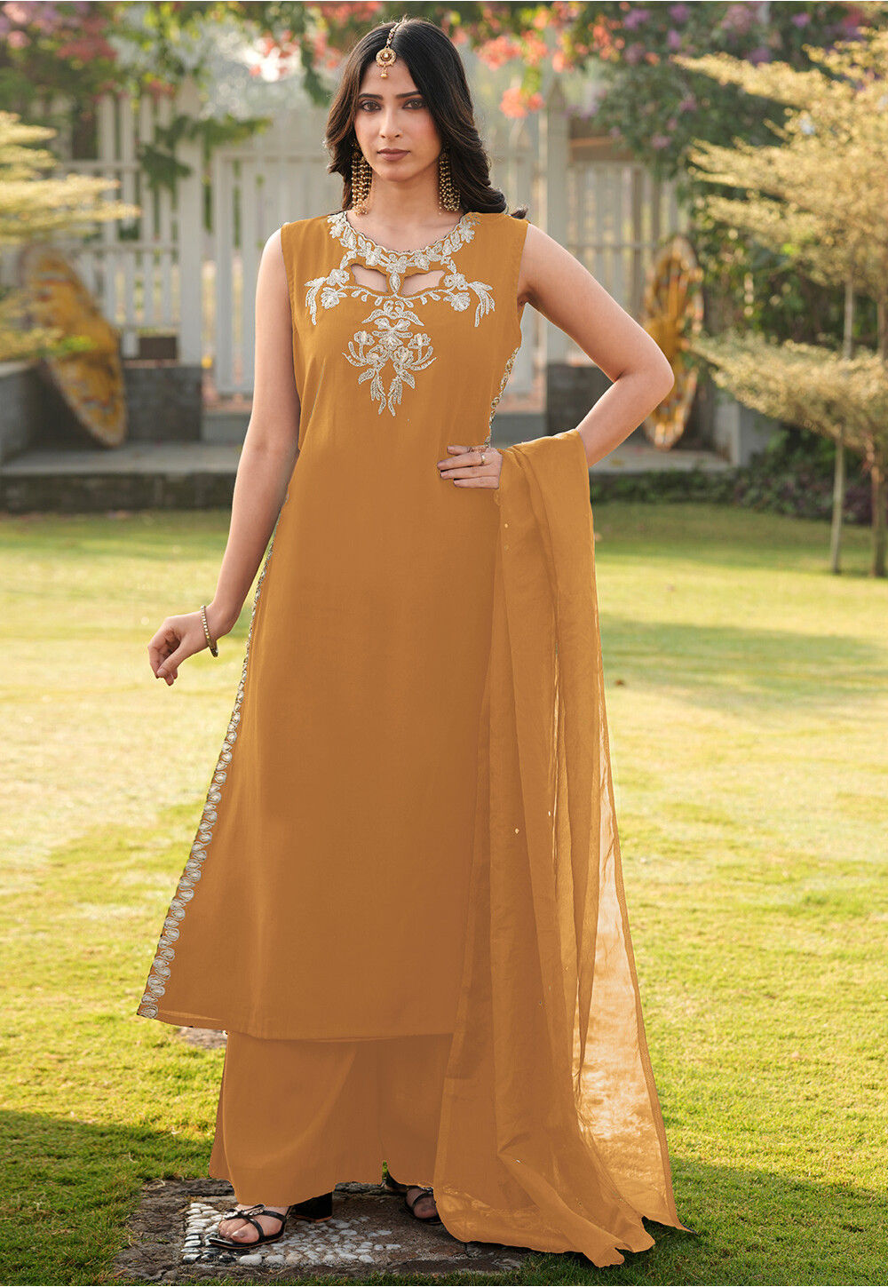 light brown pakistani dress Embroidered Art Silk Suit in The Cielalora colour:animal Party dress Color:Lilac Mist