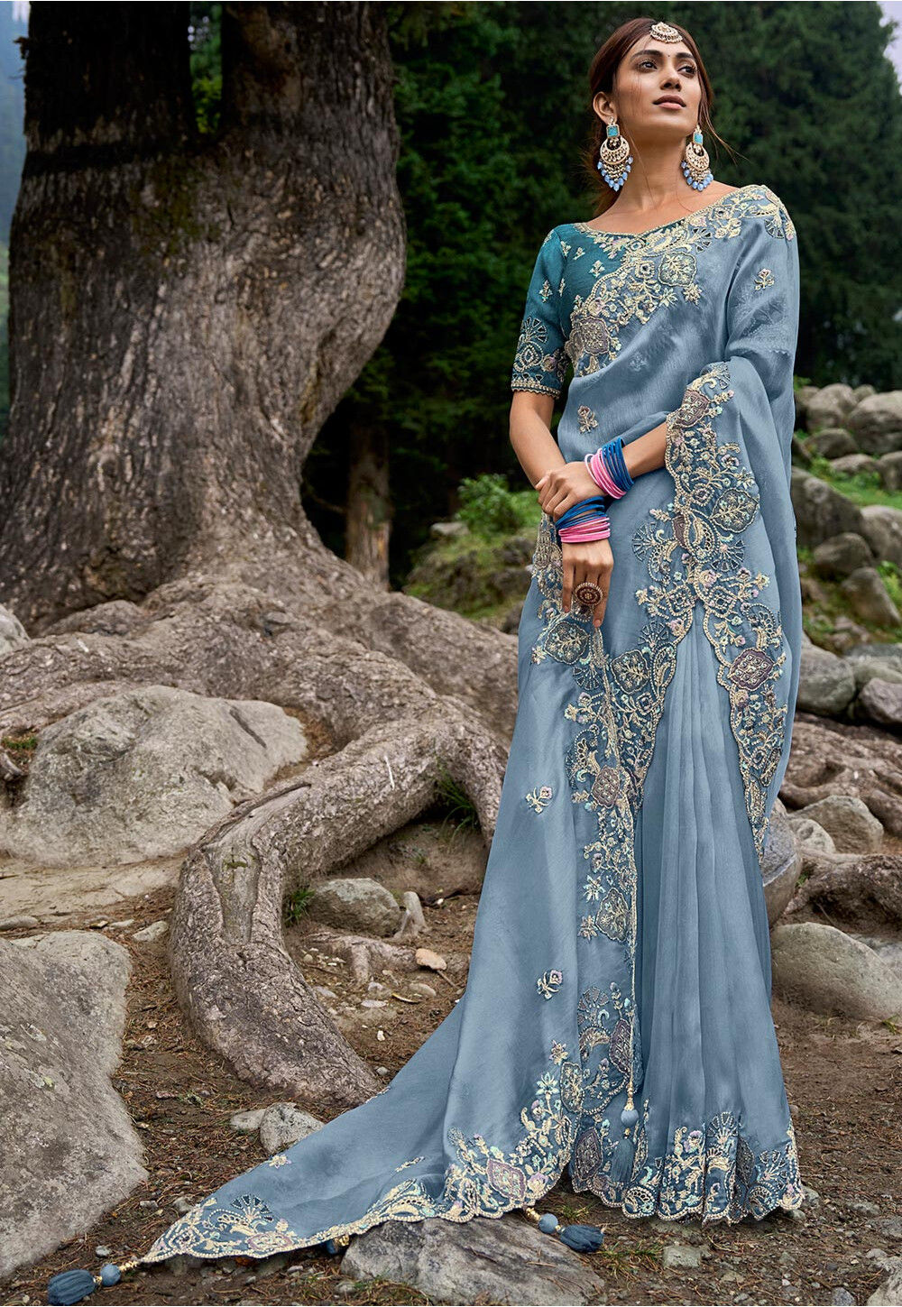 Light Blue Jacquard Saree | Leemboodi