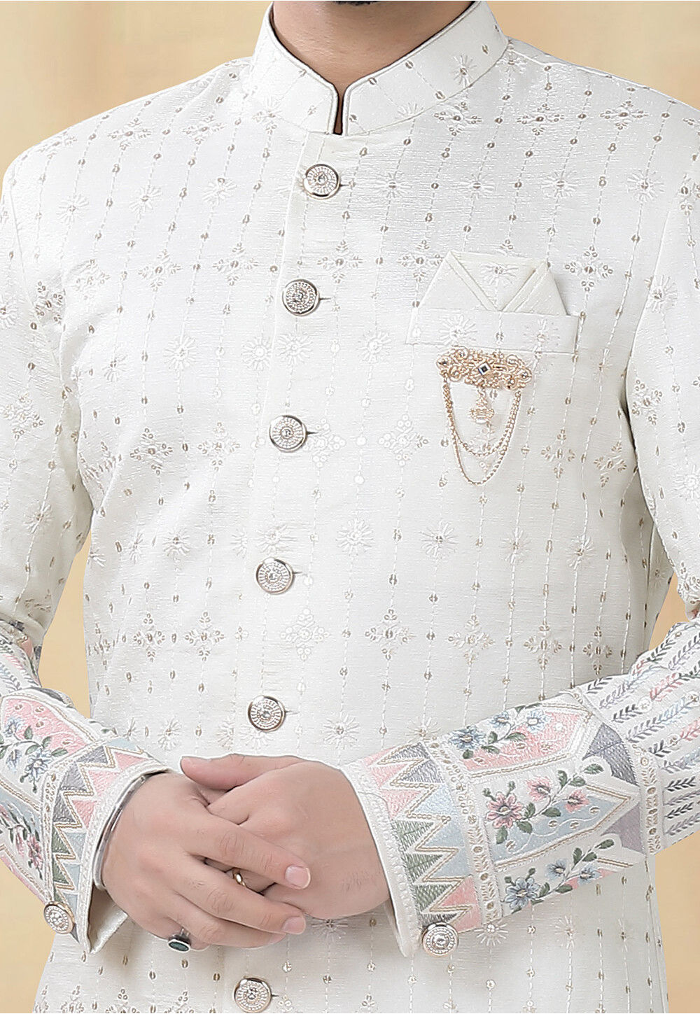 Men's Embroidered Art Silk Sherwani Suit main image 0