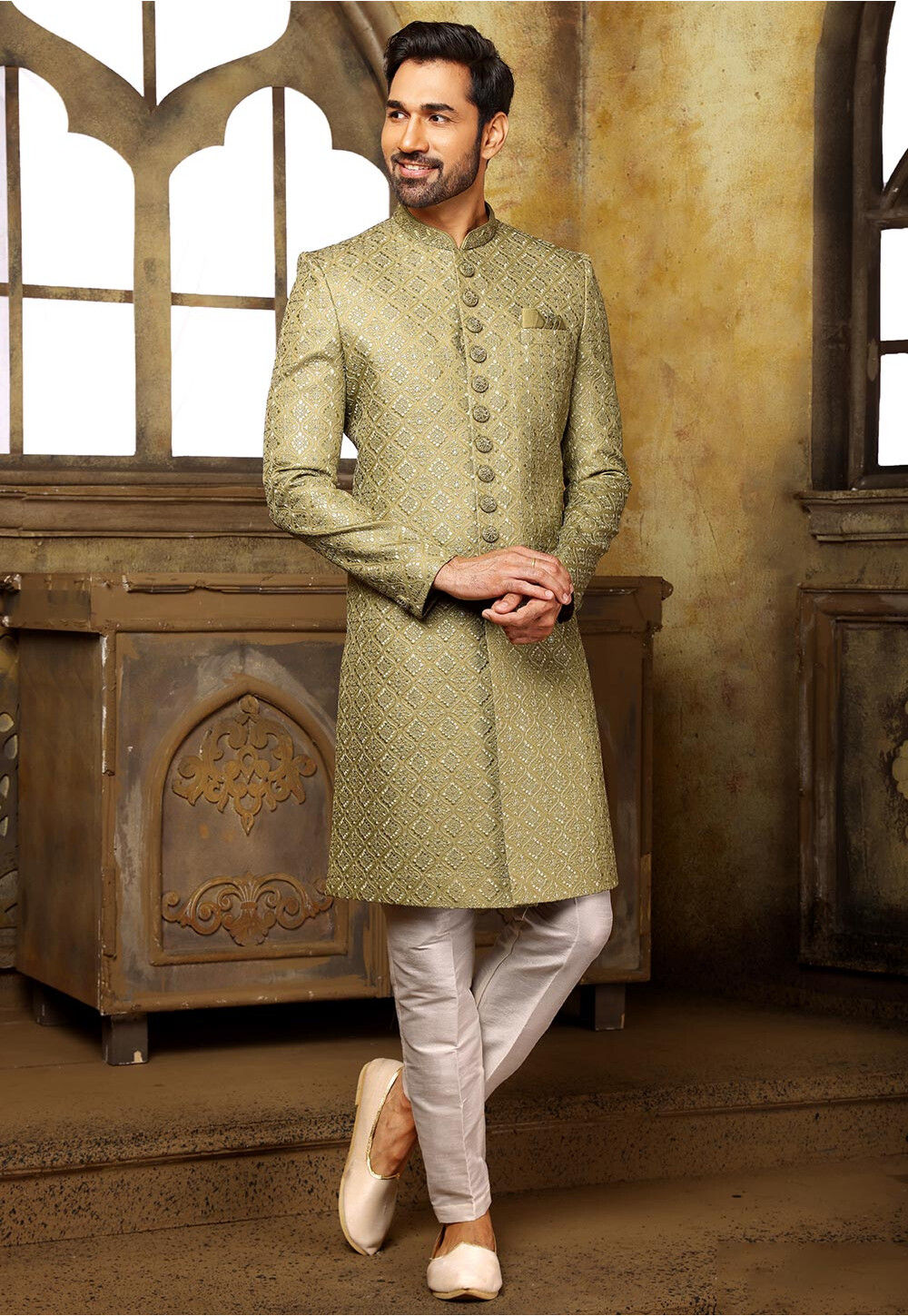 Olive sherwani best sale