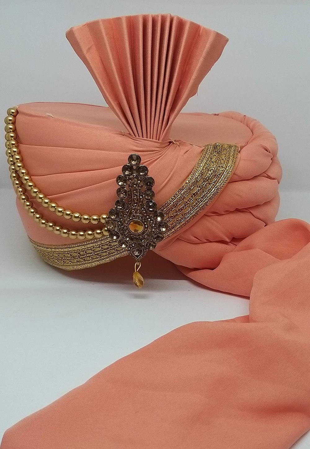 Peach kurta sales pajama with turban