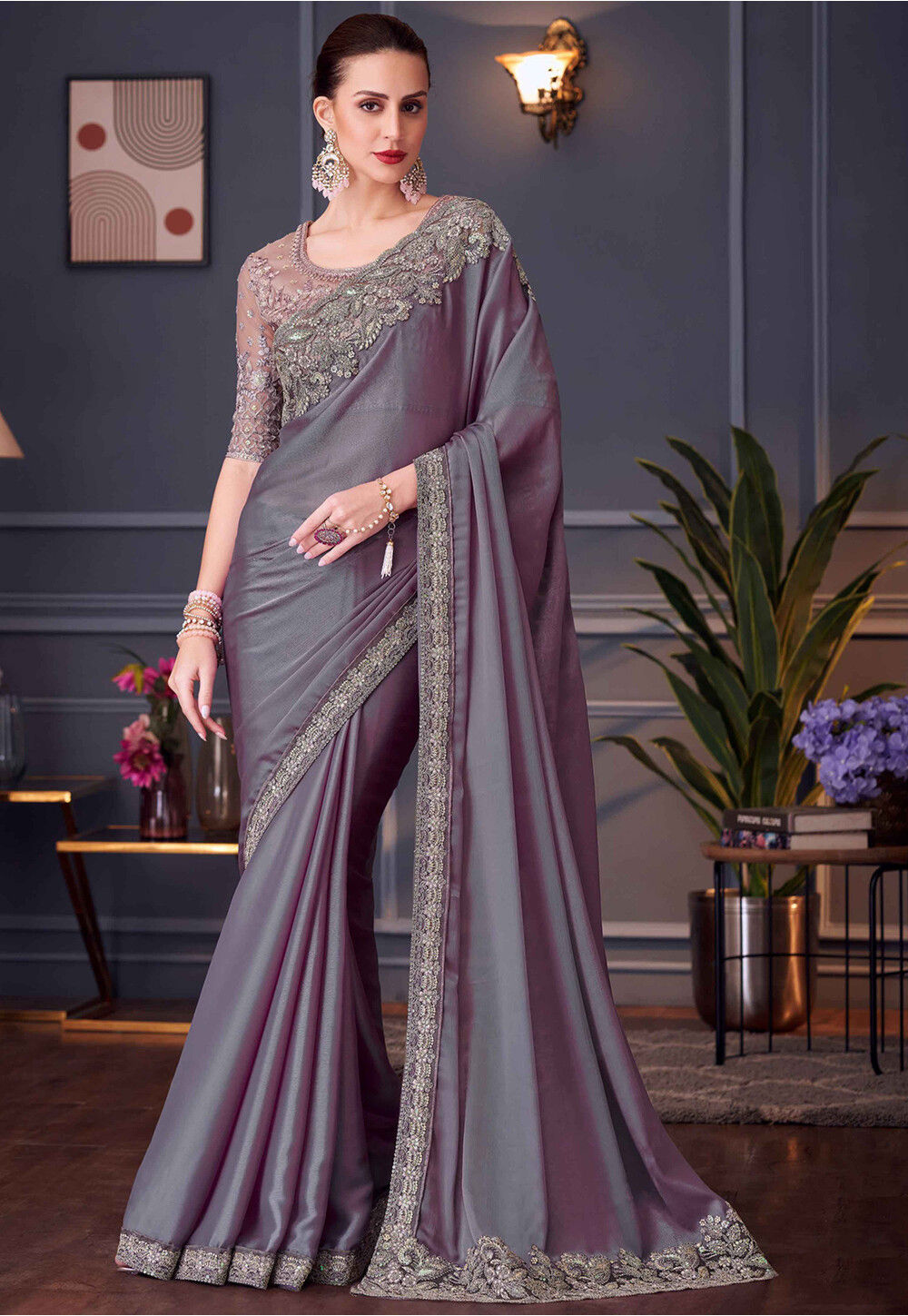 Woven Design & Embroidered Border Art Silk Saree main image 1