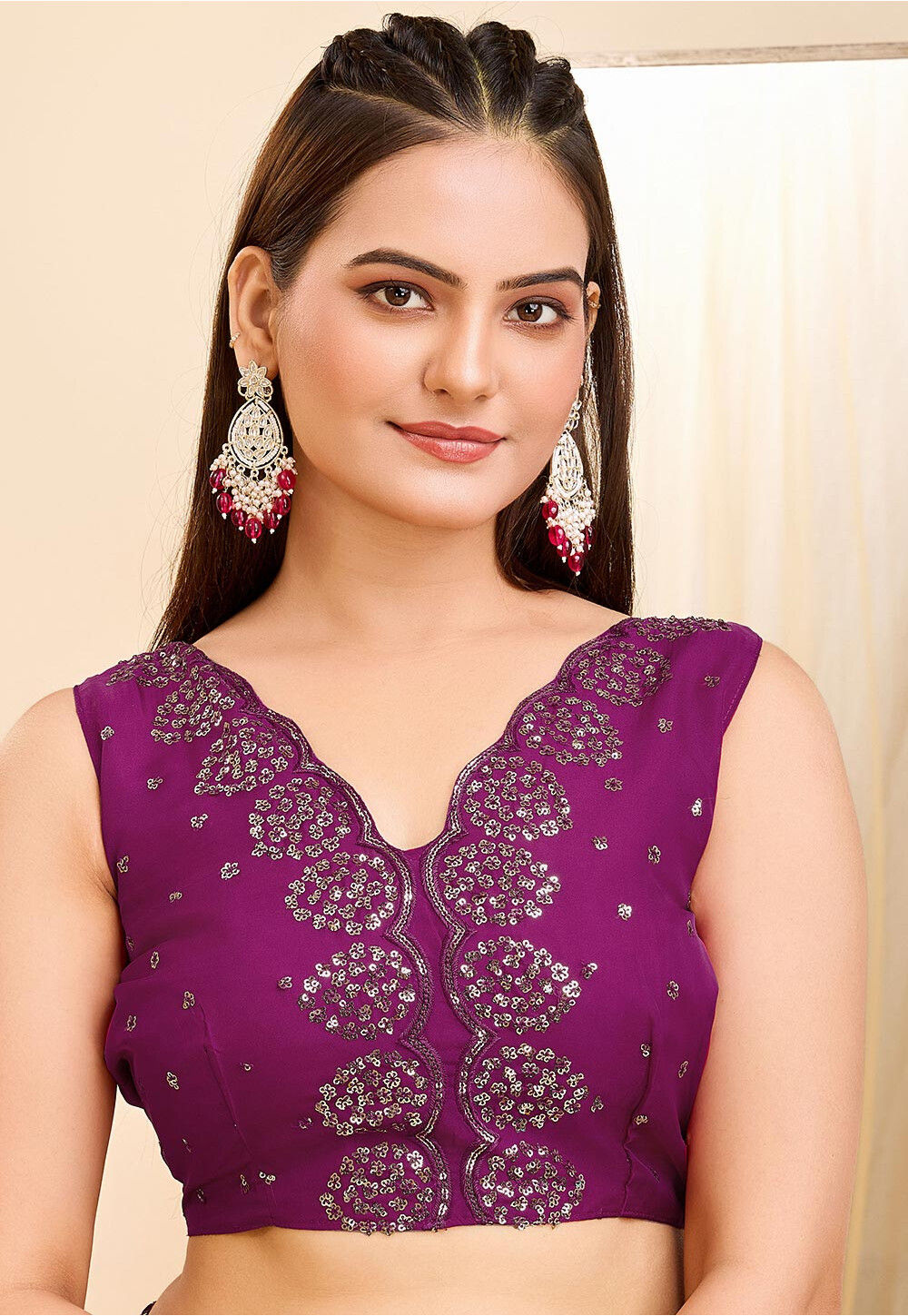 Black Scalloped Lace Border Georgette Saree with ombre Tone effect main image 1