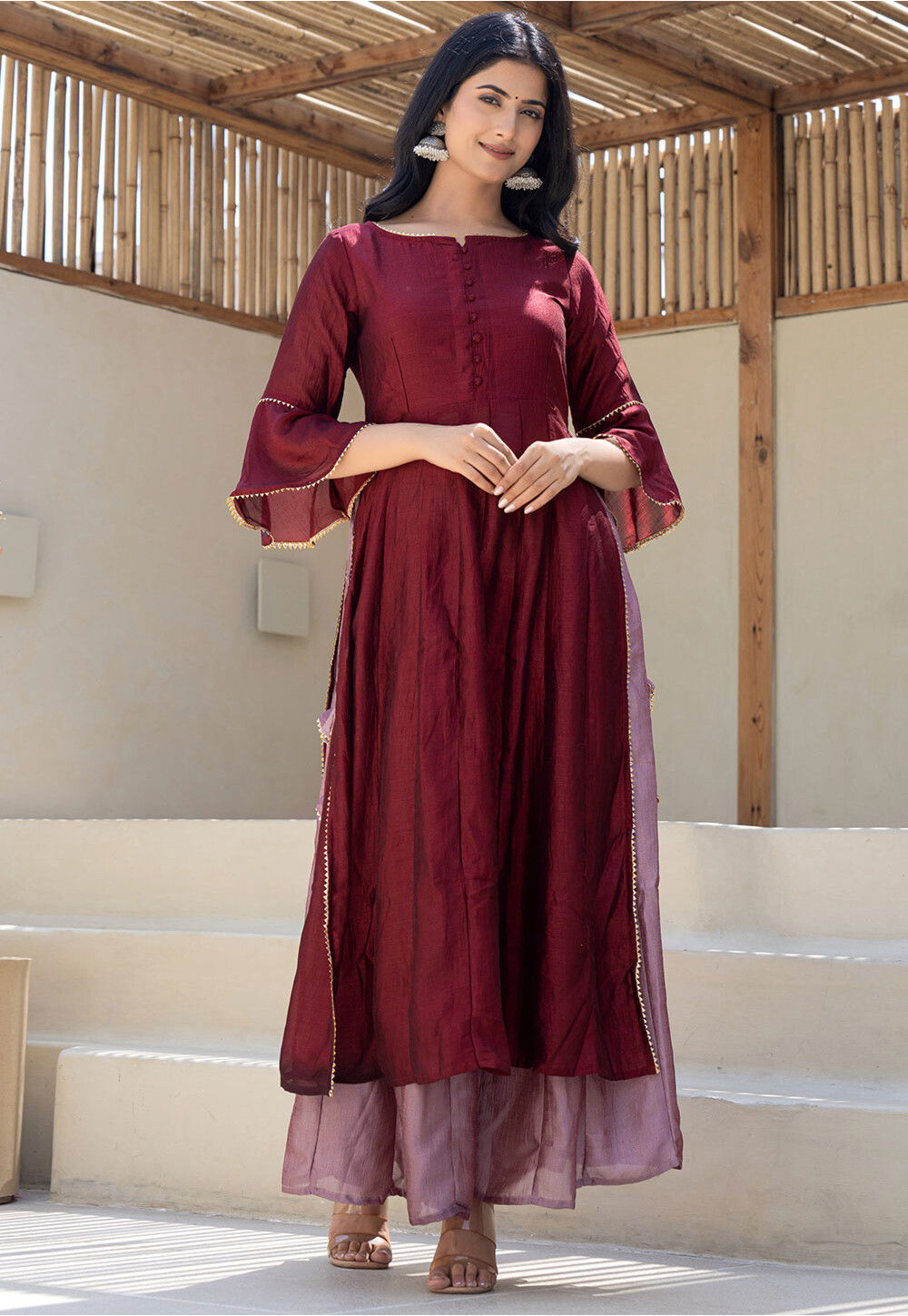 maroon chiffon dress pakistani Pakistani Maroon Long Maxi Style Embroidered Sequins Chiffon Dress,Xl
