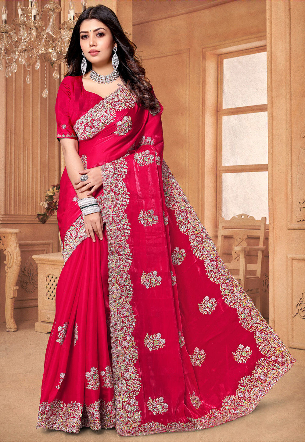 Bridal Wear Material - Crepe & Chinon | MF152 - 876 main image 1