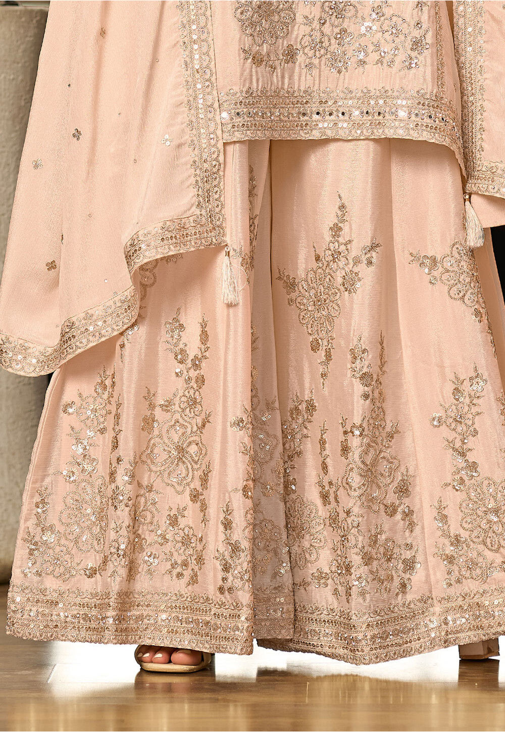 Chinon Silk  Embroidered Purple Pakistani Suit Set main image 1