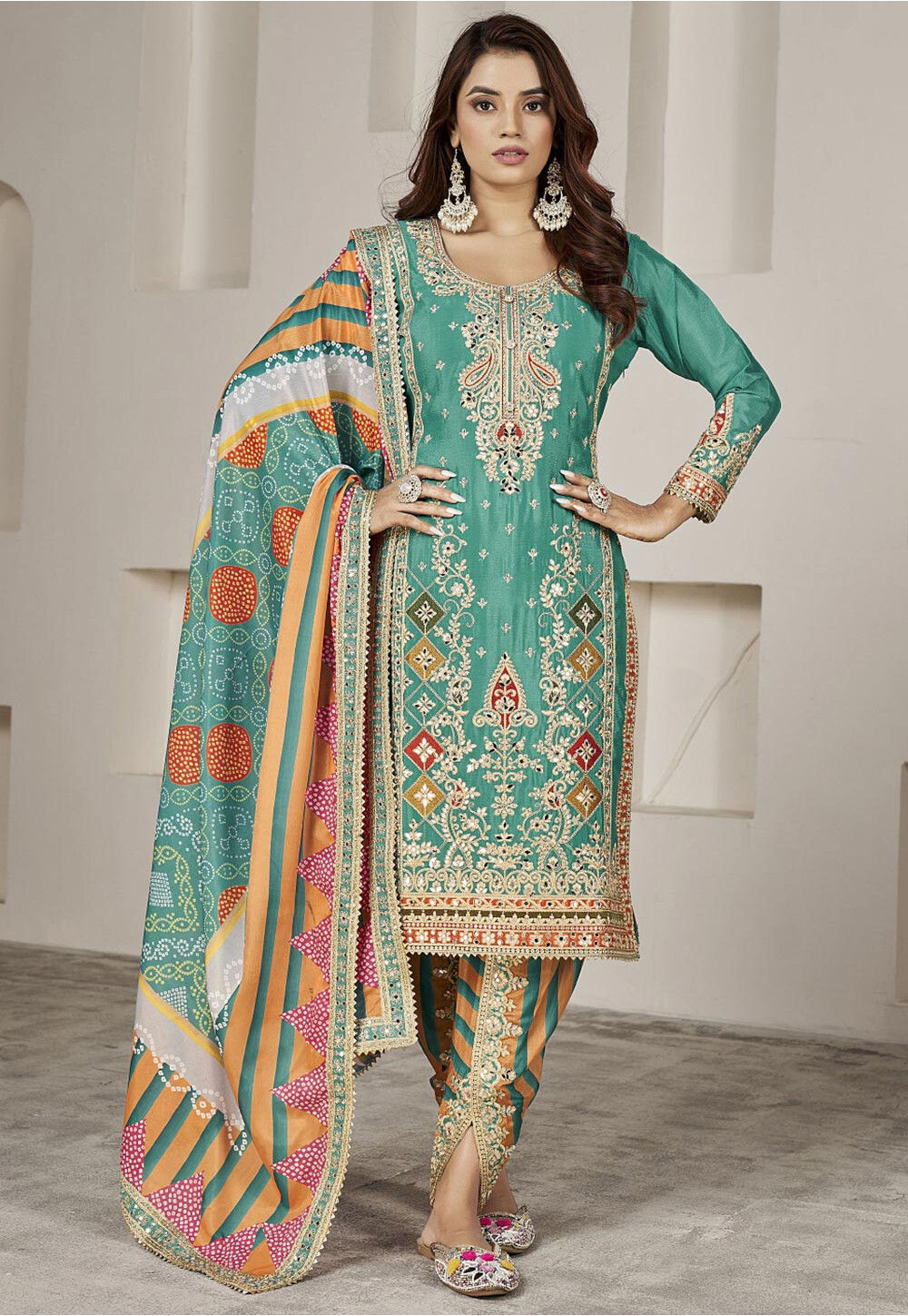 C green punjabi suit sale