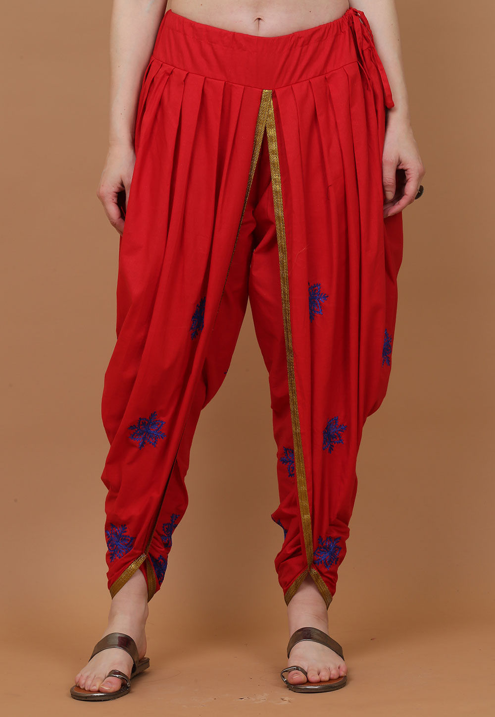 Shop Women's Solid Maroon Viscose Harem Dhoti Pants - GoColors