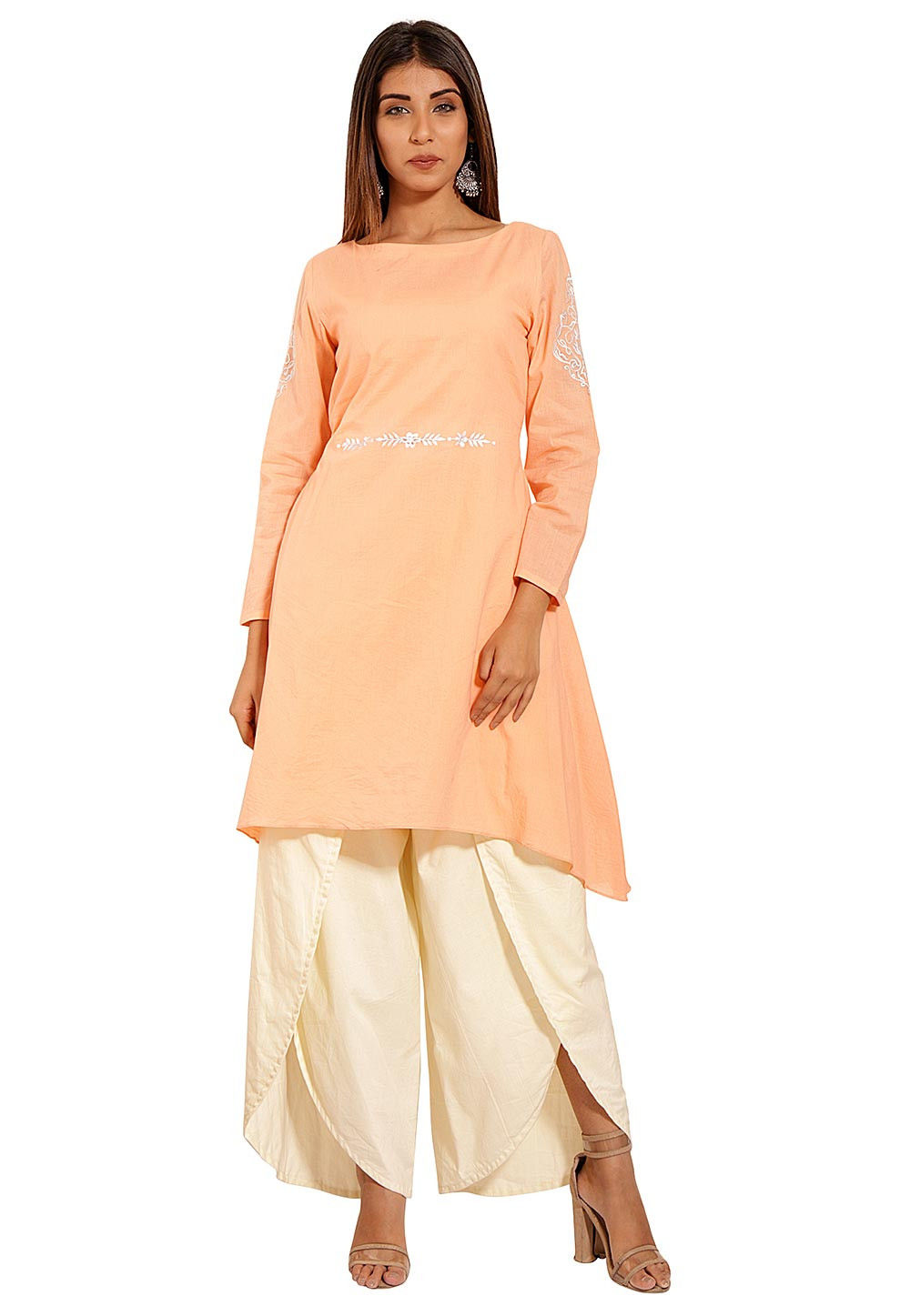 Beautiful silk-mul Tulip pant and kurti with beautiful asymmetric jacket. |  Pakistani dress design, Blouse designs catalogue, Baby frocks designs