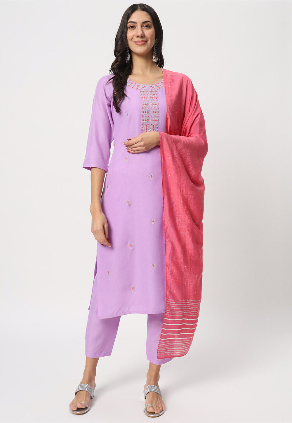 Dark Purple Ceremonial Embroidered Pakistani Style Suit main image 0