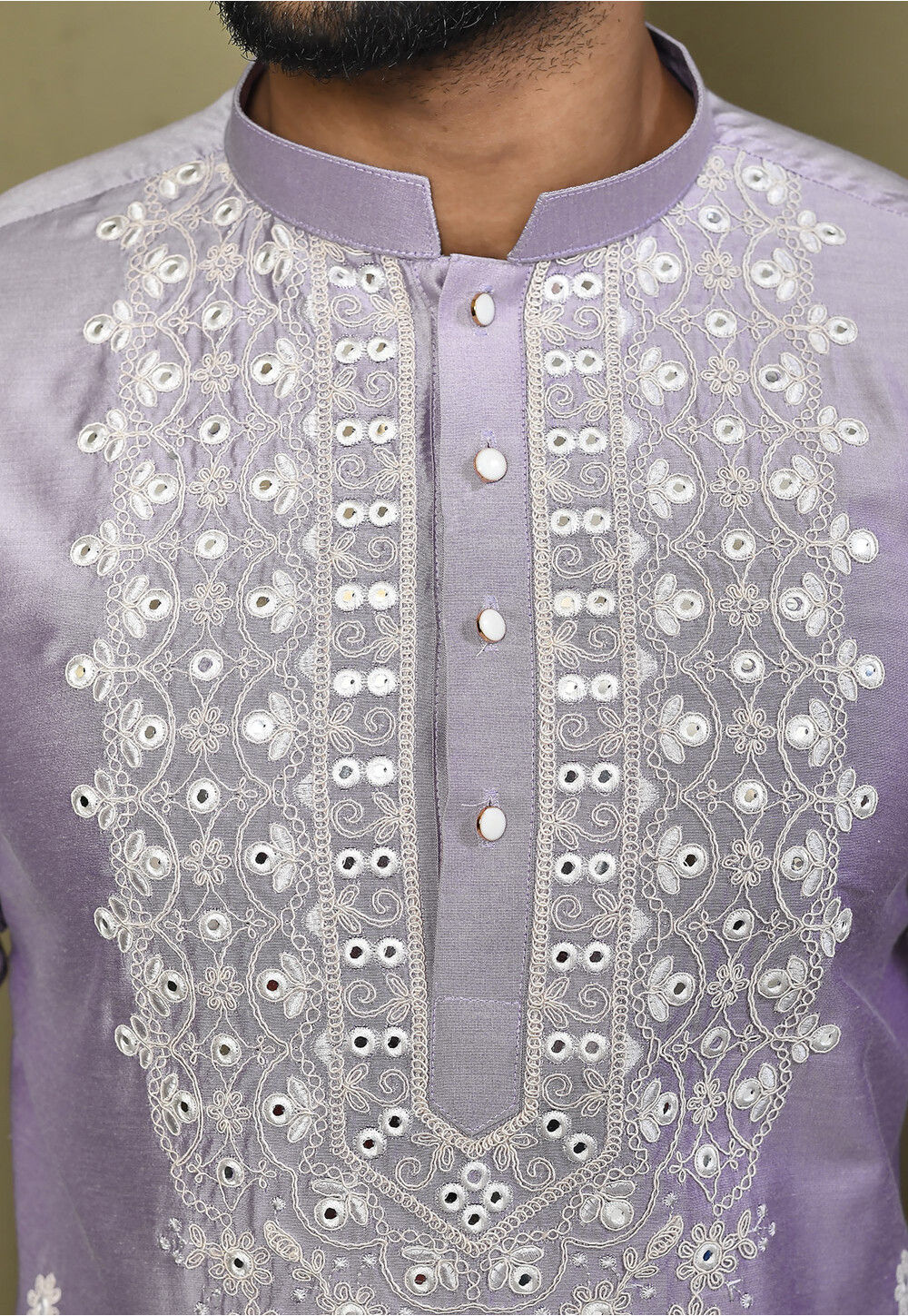 Radiant Purple Floral Embroidered Mul Cotton Straight Kurta Set – Medium to 2XL main image 1