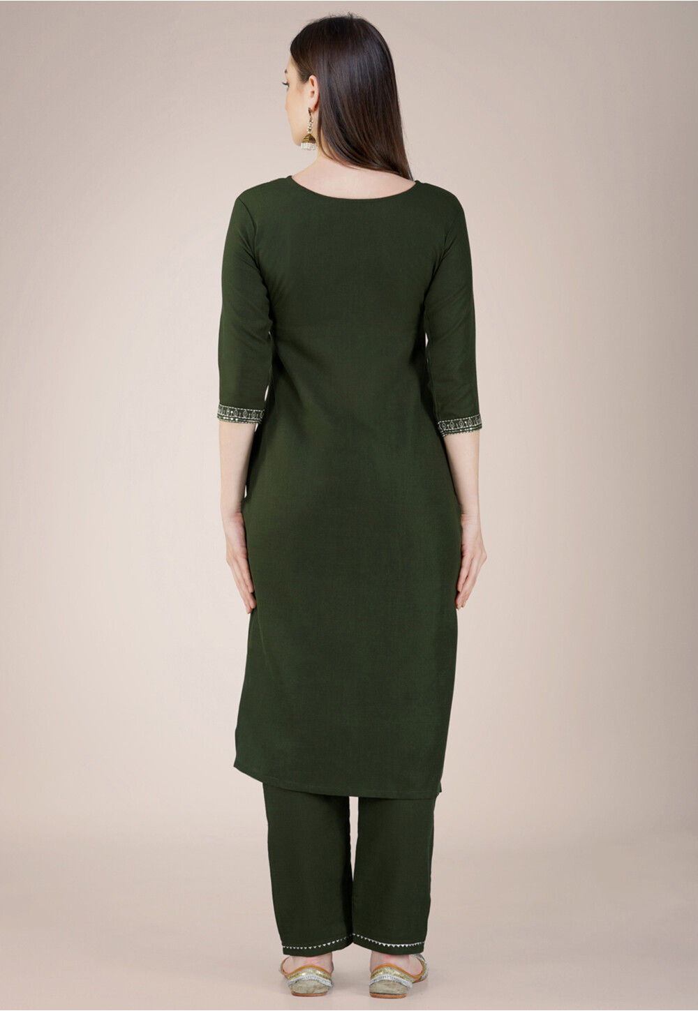 Olive Green Cotton South Slub Chudidar Salwar Suits