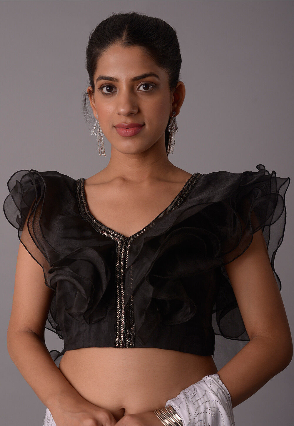 Organza top blouse black