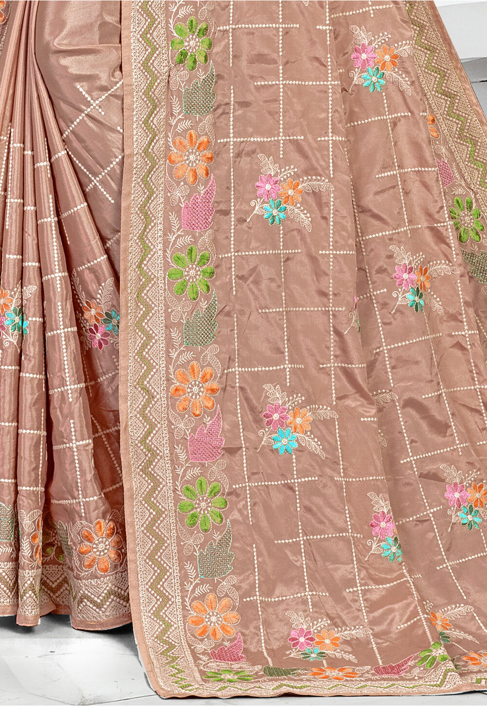 Elegant Dark Brown Crepe Drape Saree Timeless Style for Every Occasion main image 1