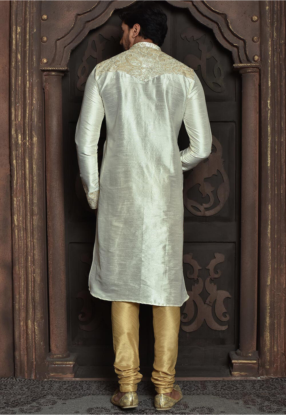 White Kurta Dupion SIlk Pant