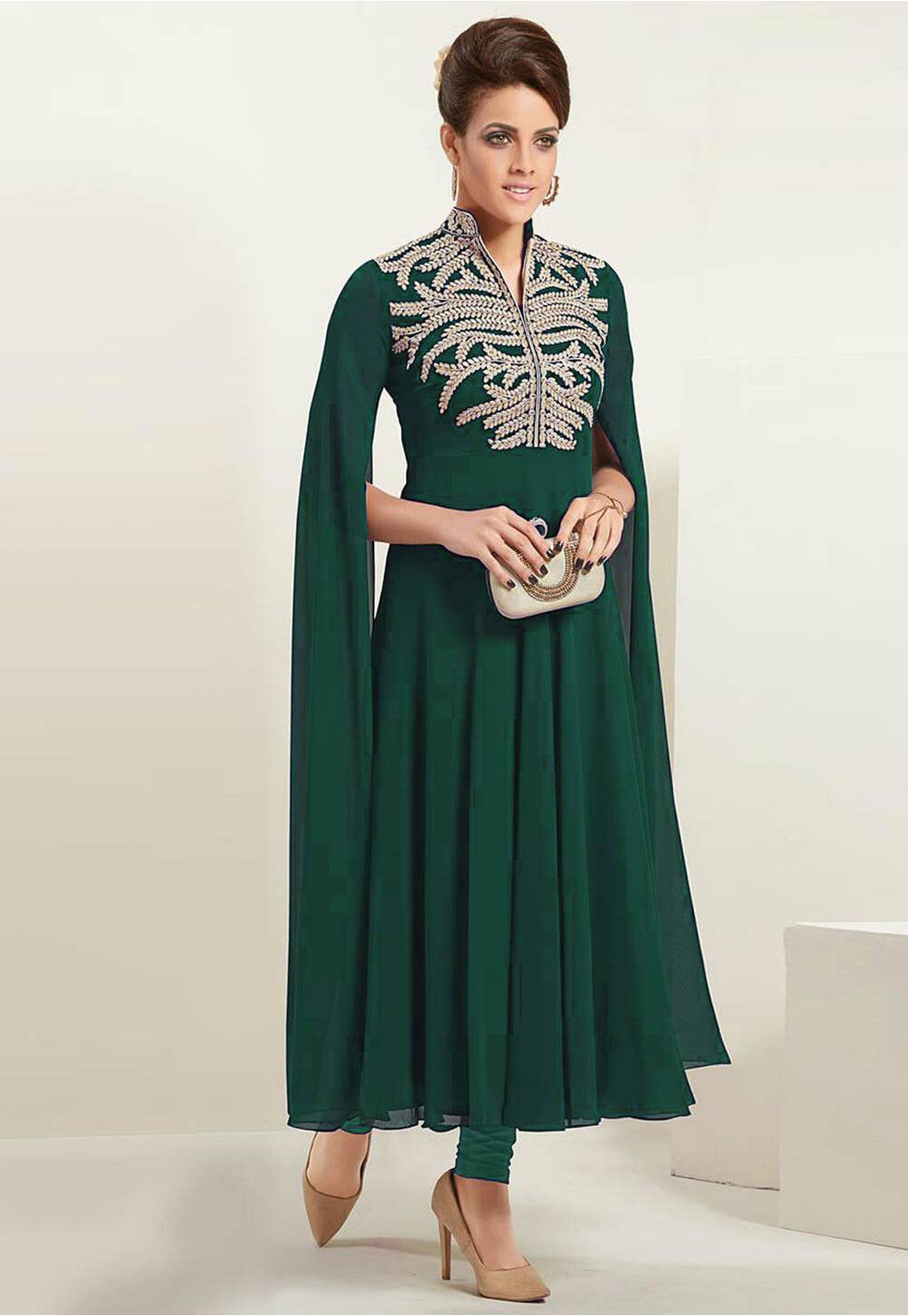 Multicoloured Printed Georgette A-Line Kurta