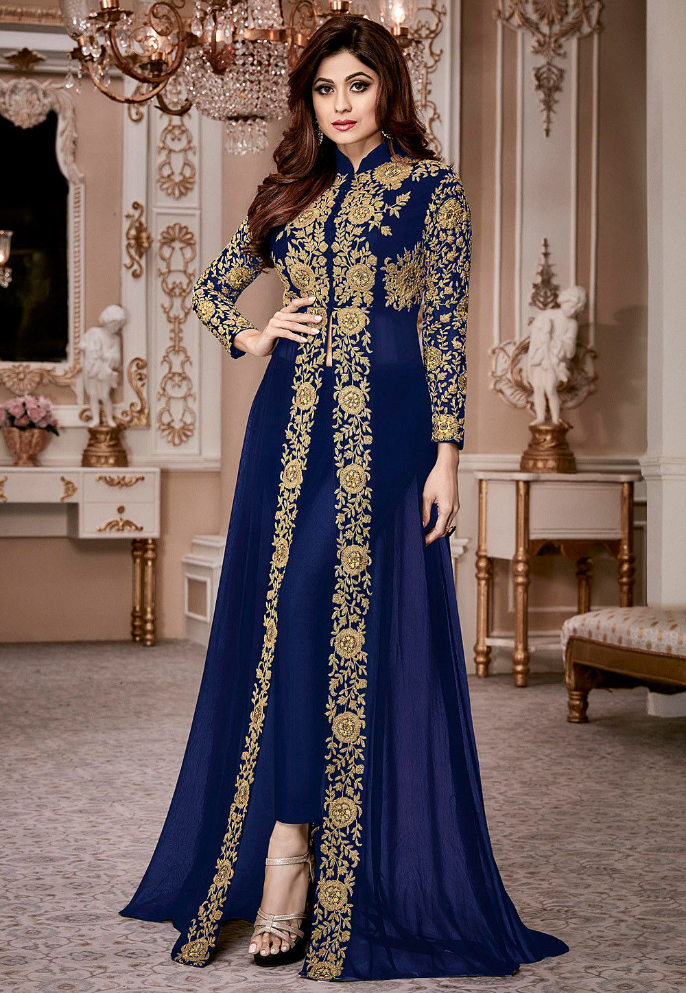 Embroidered Georgette Abaya Style Suit 
