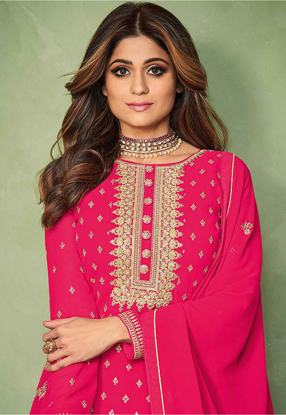 Aala Georgette 2 Piece Abaya - Pink