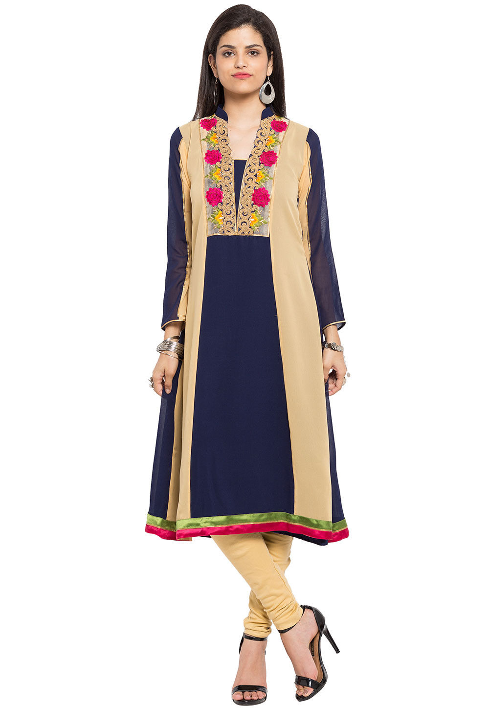 Navy Blue Full Sleeve Georgette Anarkali Kurta main image 0