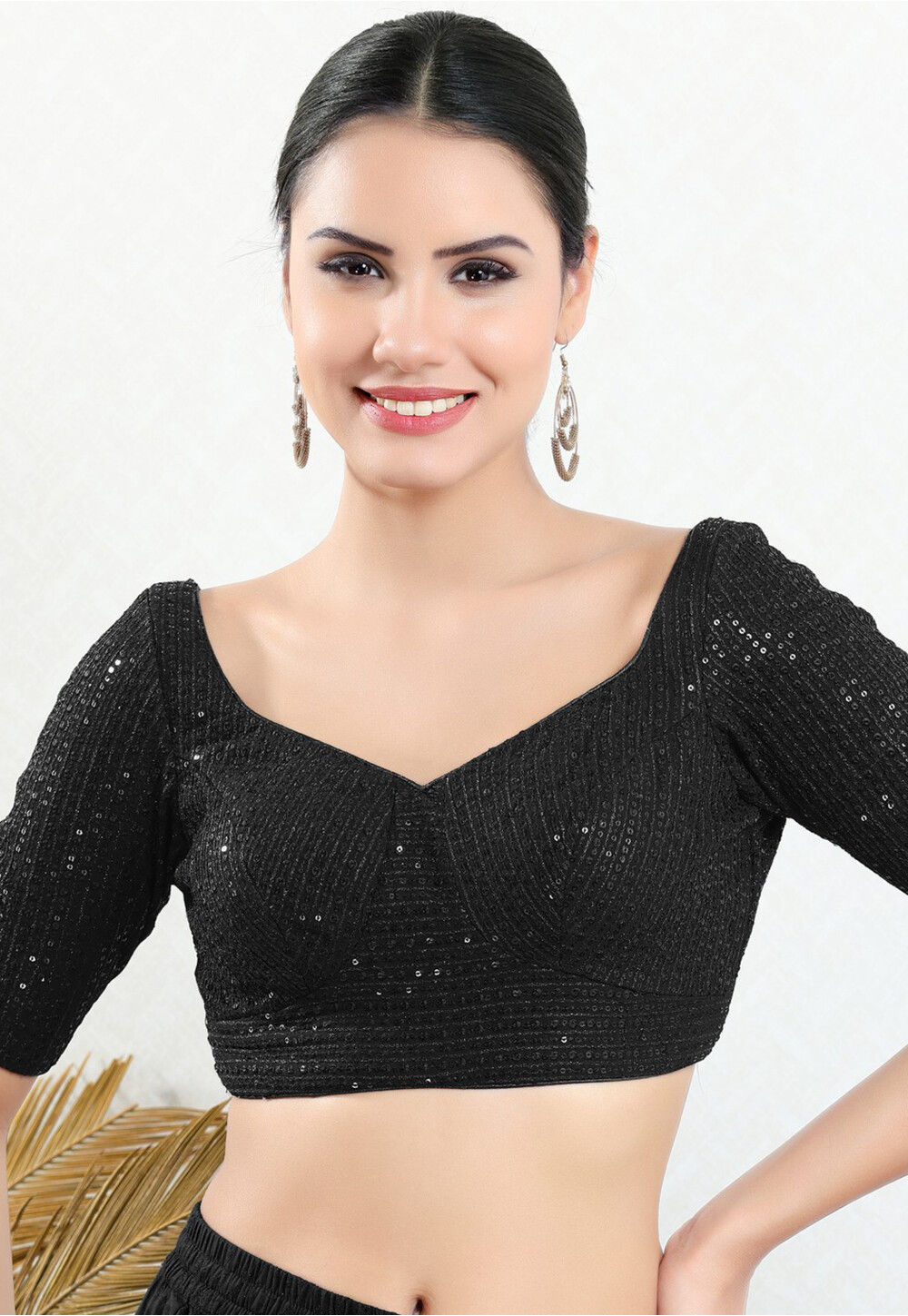 Embroidered Georgette Blouse in Black