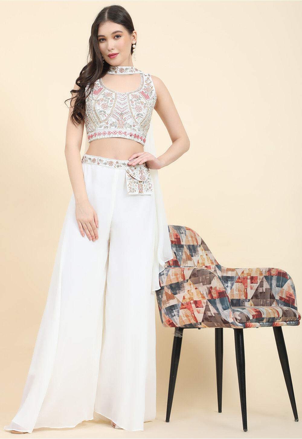 Palazzo pants crop top set on sale