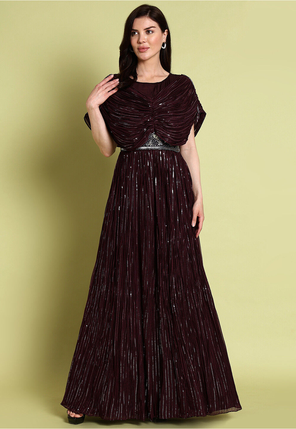 Buy Embroidered Georgette Fit N Flare Dress in Navy Blue Online : TKL651 -  Utsav Fashion