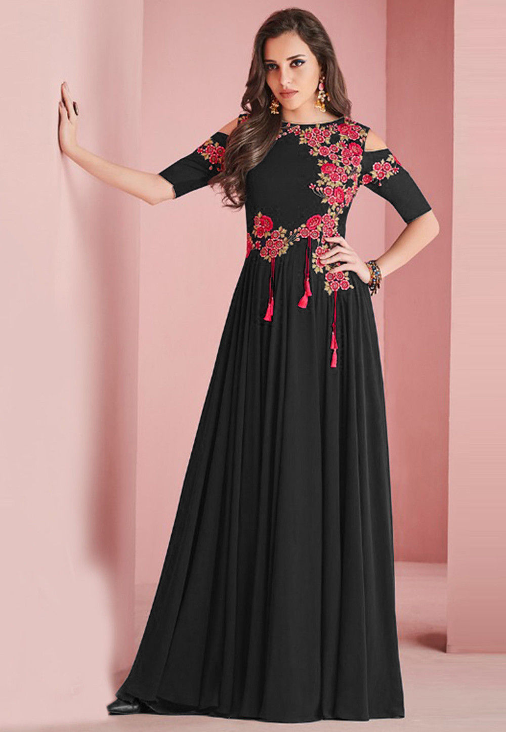Buy Cottinfab Black Maxi A-Line Dress for Women's Online @ Tata CLiQ