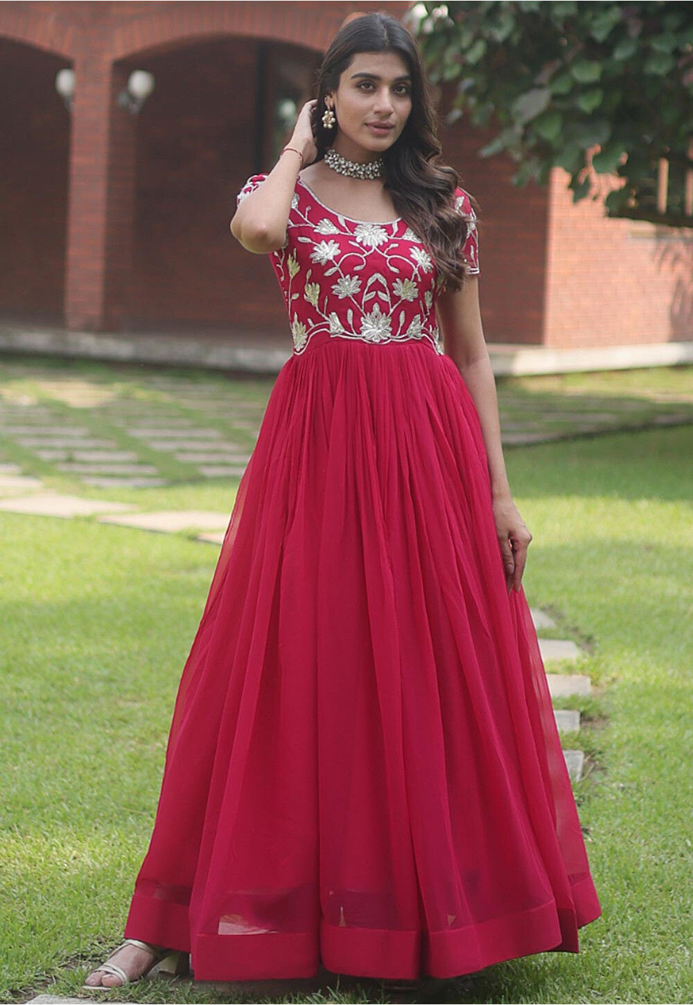 Fuchsia embroidered dress store