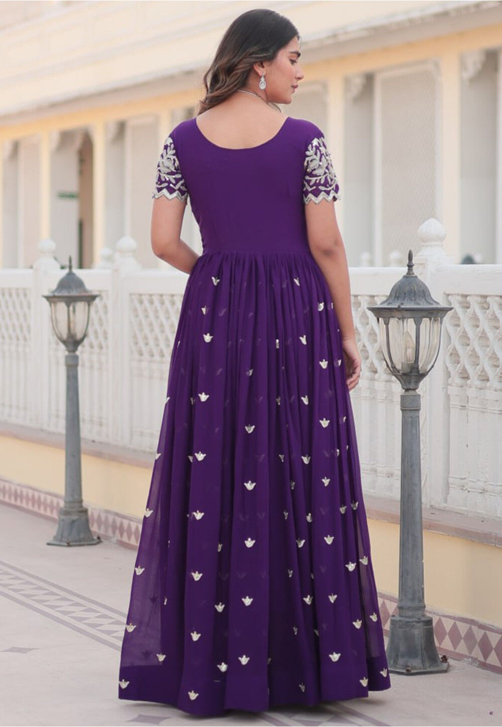 Georgette Gown 209 Purple Flower main image 0