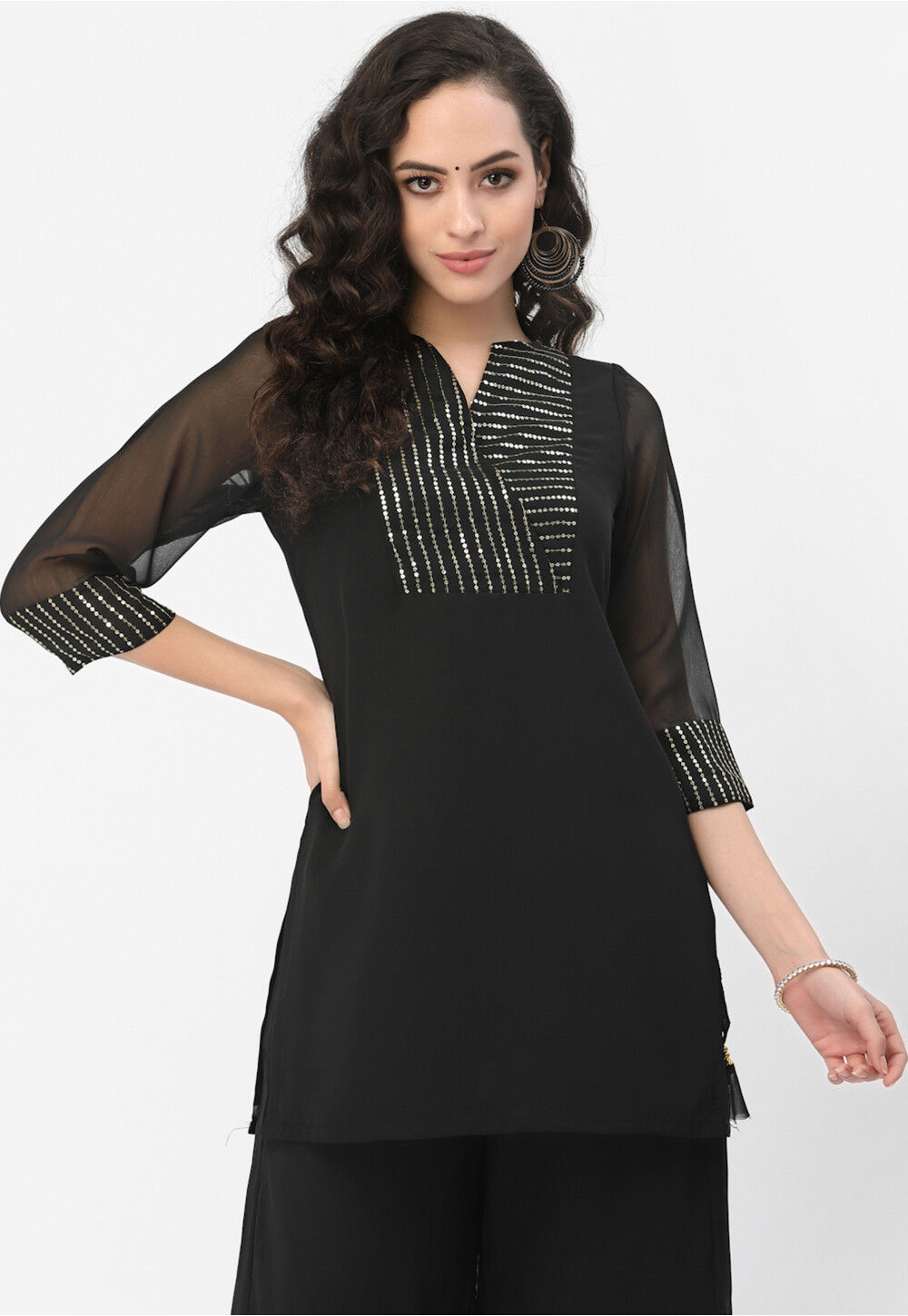 Embroidered georgette kurtis clearance