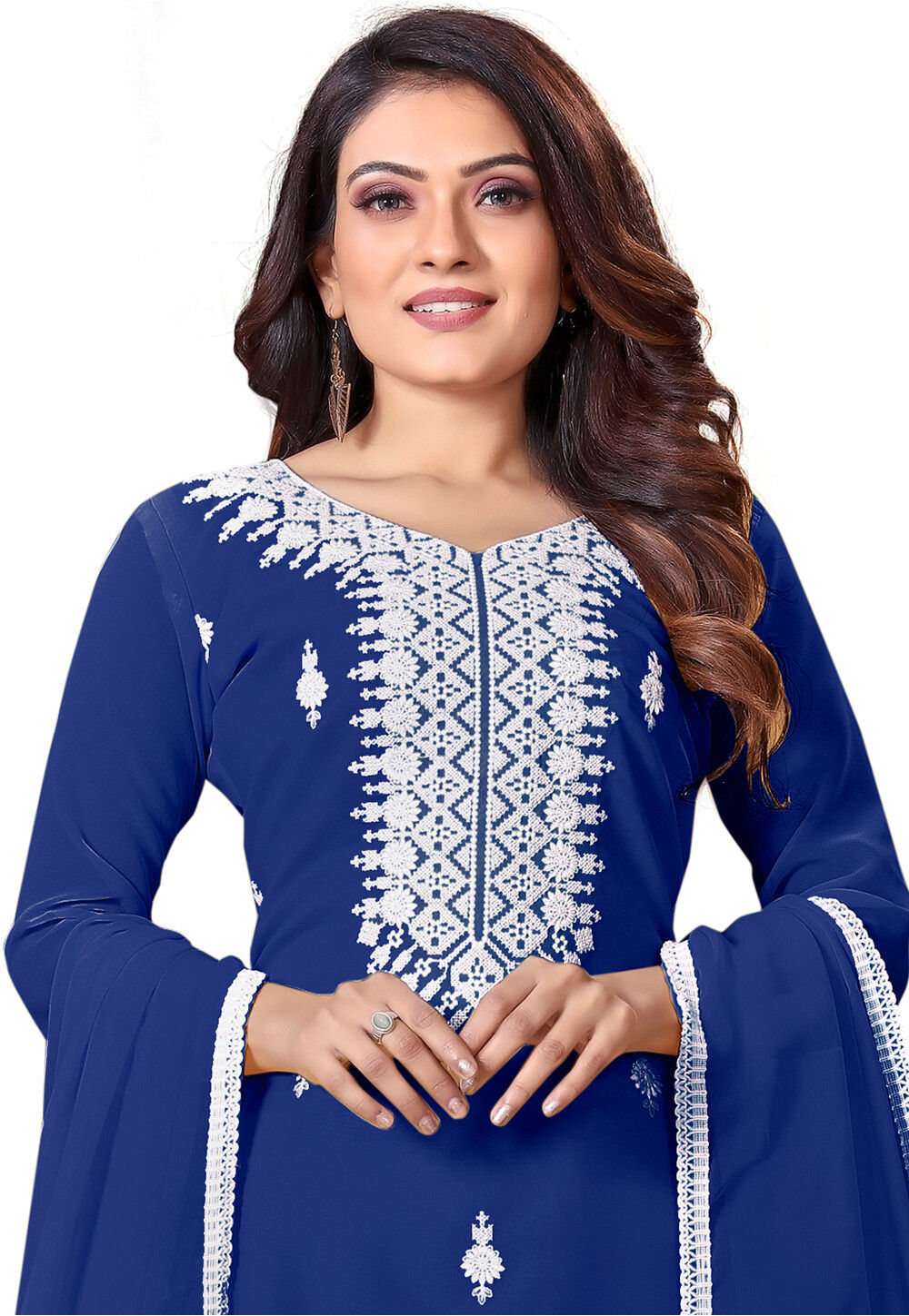 Buy Embroidered Georgette Pakistani Suit In Navy Blue Online Kqu3960 Utsav Fashion 