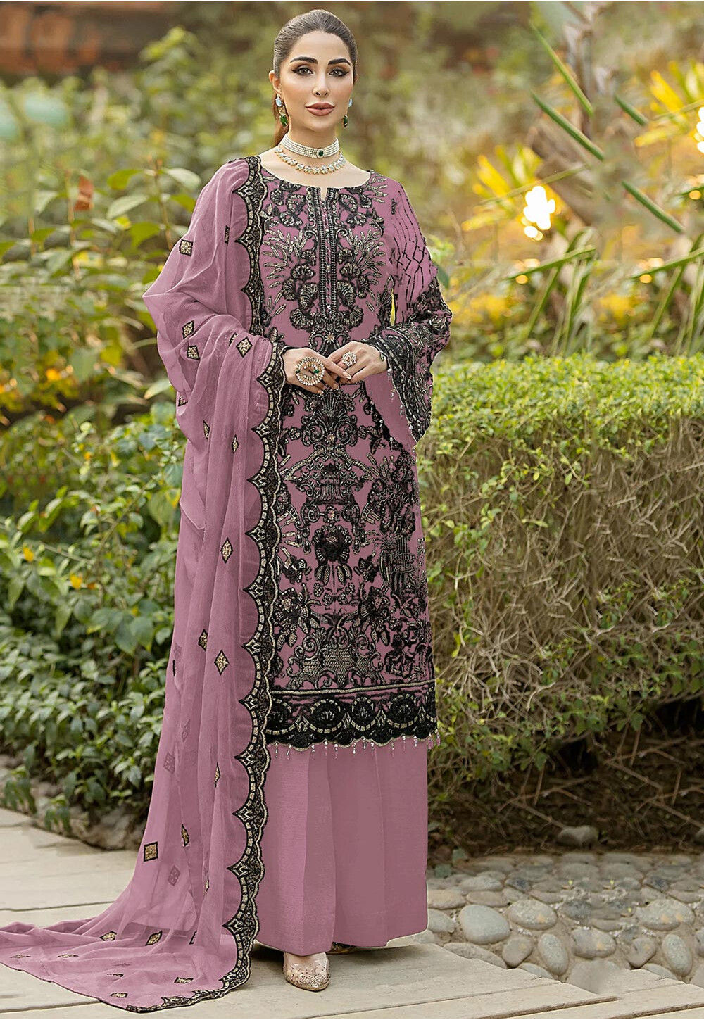 Buy Embroidered Georgette Pakistani Suit in Pink Online : KXL307 ...