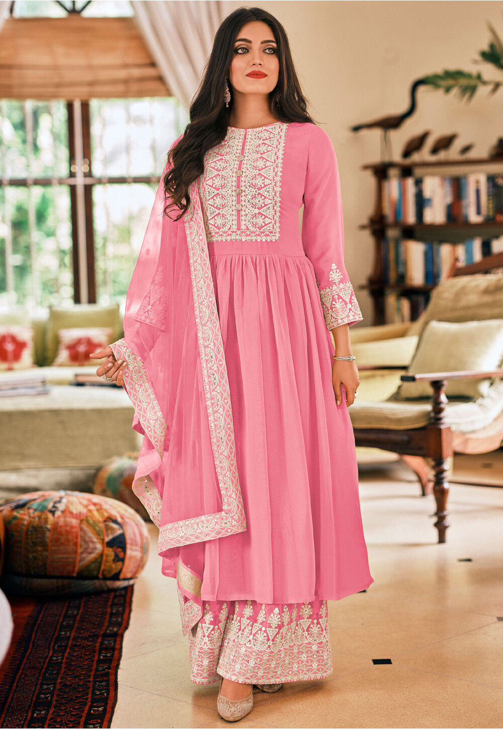 Buy Embroidered Georgette Pakistani Suit in Pink Online : KCH7977 ...