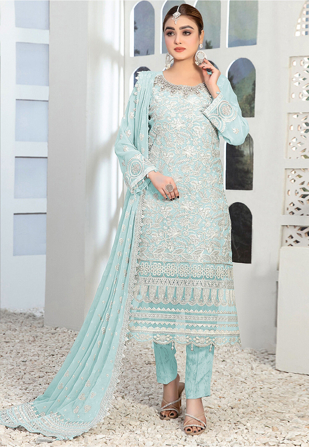 Navy Blue Designer Wedding Wear Pakistani Suit - Zoharin - 3066443