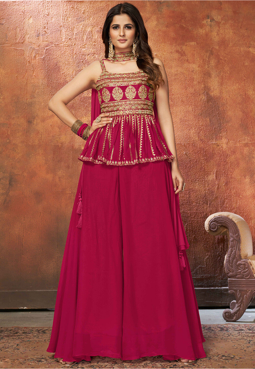 Pakistani Indian Wedding Dress Peplum Dress Top girls dress with straight  pants | eBay