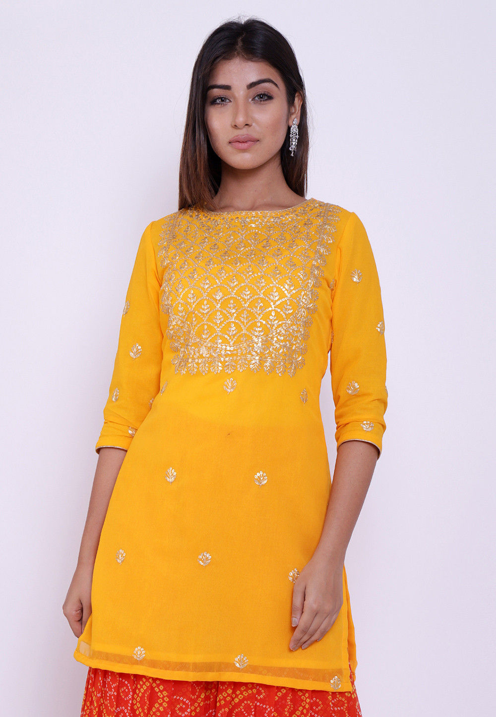 Buy Kalini Paisley Embroidered Chikankari Georgette Straight Regular Kurta  Online at Best Price | Distacart