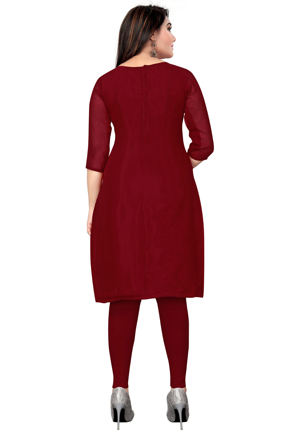 Buy Embroidered Georgette Straight Suit in Maroon Online : KYE1825 ...