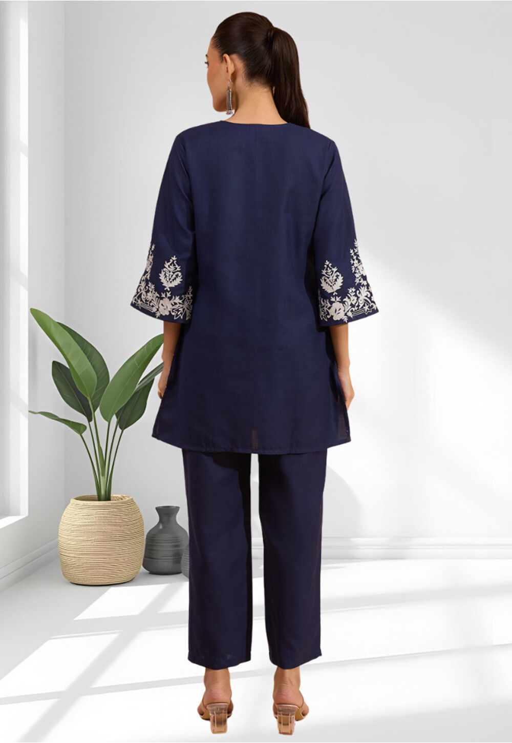 Aqua Blue - Plain Linen Cotton Co-Ord Set