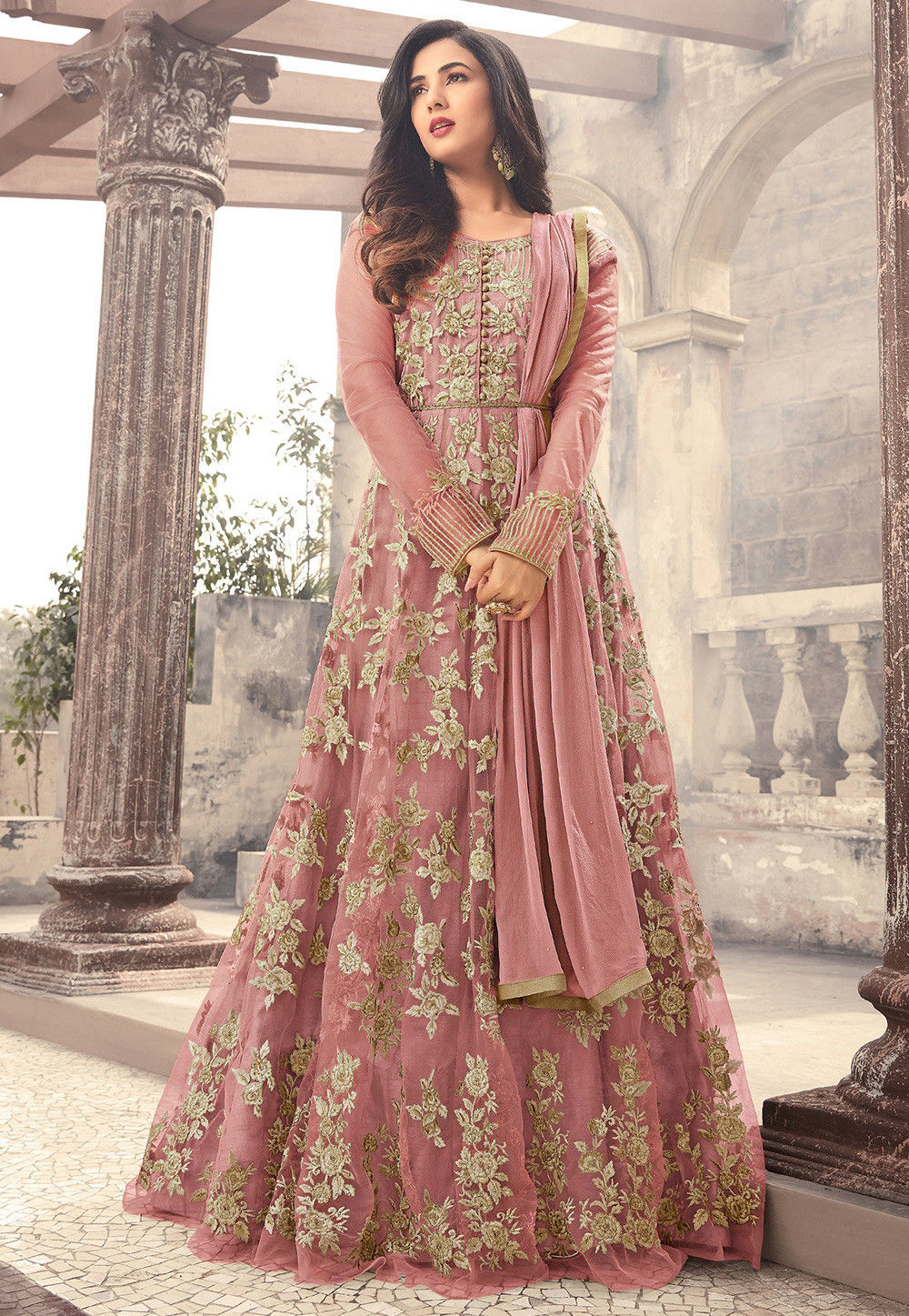 Rose gold pakistani dress hot sale