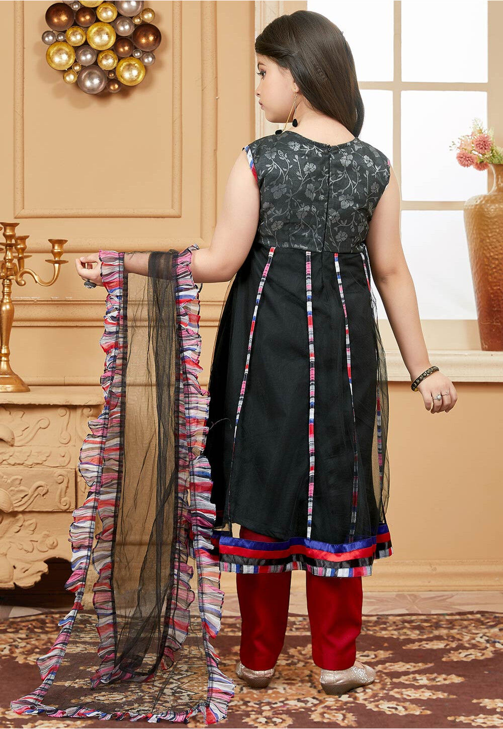 Superb Black Heavy Embroidered Net Anarkali Suit