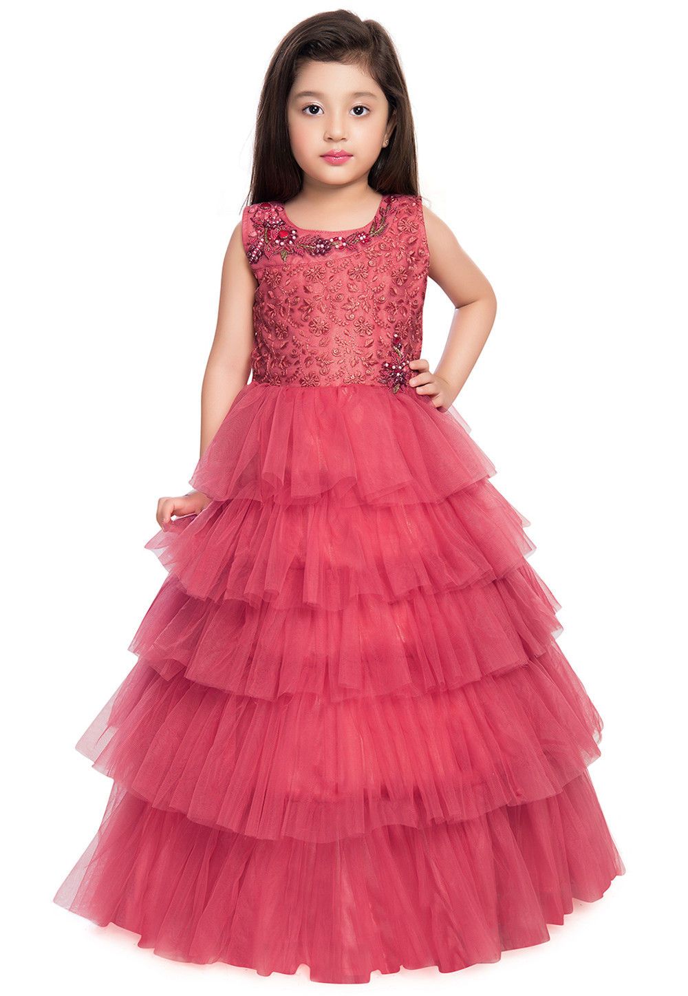Buy VK Design 2 Layered Plain Heavy Net with Satin patta Border Fancy  Flaired Frock Dress for Kid Girl & Baby_Green-5-6y at Amazon.in